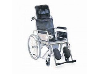 Manual Commode Wheelchair With High Back Rest