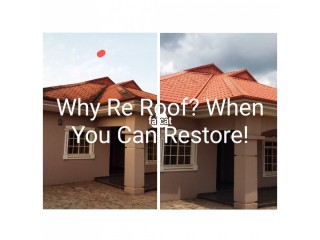 Roof Cleaning and Painting of dirty, faded roofs. We save you the money you will rather spend on a new roof.