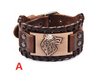 Wolf Leather Braided Bracelet
