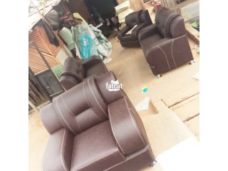 7 Seater Brown Leather Sofa