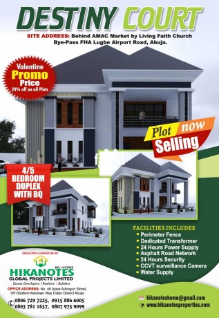 Classified Ads In Nigeria, Best Post Free Ads - 5-bedroom-duplex-plot-with-boys-quarters-measuring-600sqm-now-selling-at-destiny-court-fha-behind-amac-market-crd-lugbe-airport-road-abuja-big-0