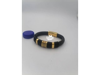Men's Gold Leather Bracelet
