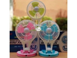 Mini rechargeable table fan with LED light