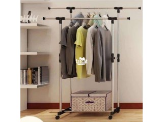 Double pole telescopic clothes hanger