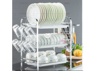 3 Layer Dish Drainer With Cup and Cutlery Holder