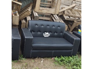 Black leather tufted back, by blackdiamond furniture and interior